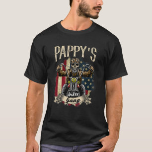 Mens Pappy Biker Gang Flag    Pappy Rides Bike T-Shirt