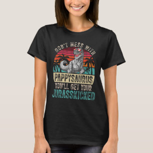 Mens Pappy Dinosaurs Retro Dad Father's Day Cloth T-Shirt