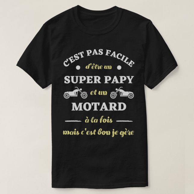Mens Papy biker is not easy humour motorcycle man  T-Shirt (Design Front)