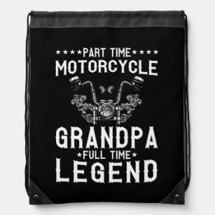 Mens part time motorcycle grandpa motorcyclist  drawstring bag