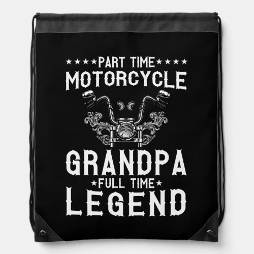 Mens part time motorcycle grandpa motorcyclist  drawstring bag