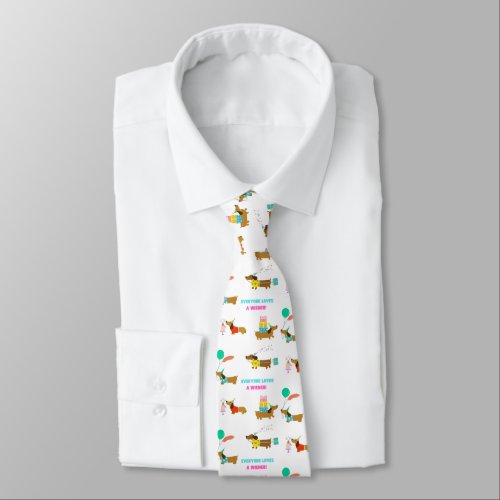 Mens party themed dachshund tie