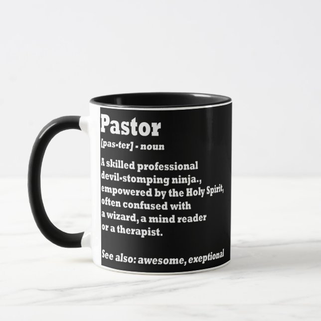 Mens Pastor Funny Definition Funny Pastor Noun Mug (Left)