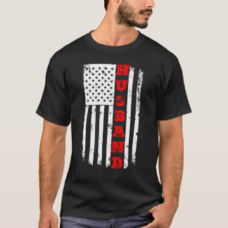 Mens Patriotic American Flag Father Day Dad Husb T-Shirt