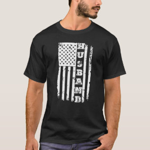 Mens Patriotic American Flag Father Day Dad Husb T-Shirt
