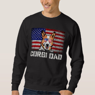 Mens Patriotic Corgi Dad American Flag 4th Of July Sweatshirt