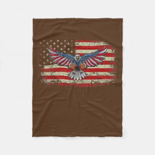 Mens Patriotic Eagle 4th of July USA American Fleece Blanket