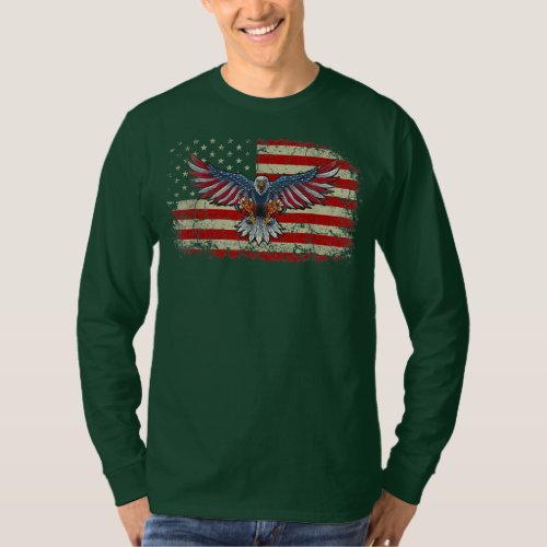 Mens Patriotic Eagle 4th of July USA American T_Shirt