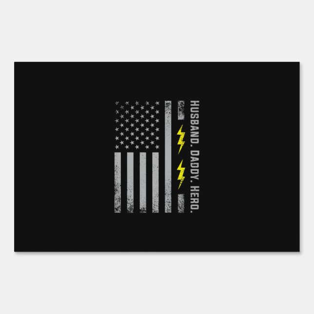 Mens Patriotic Electrician Dad American Flag Fars Sign (Front)