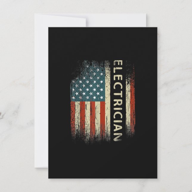 Mens Patriotic Electrician Gifts American Usa Flag Note Card (Front)