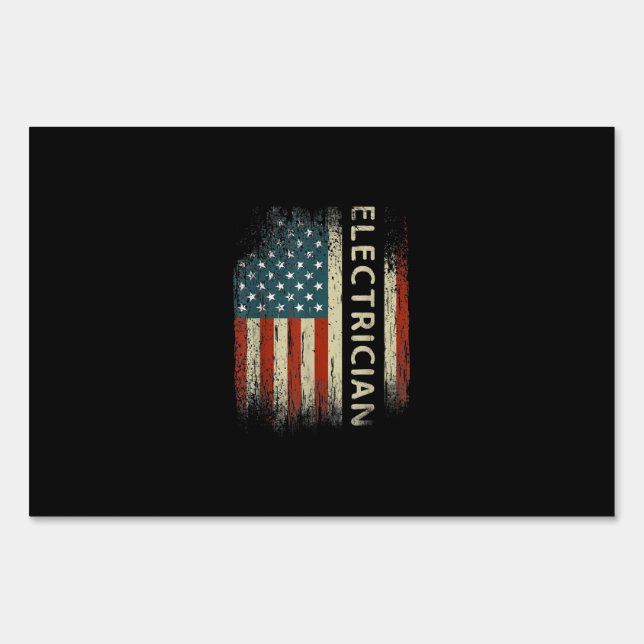 Mens Patriotic Electrician Gifts American Usa Flag Sign (Front)