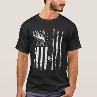 Mens Patriotic Fishing Camouflage USA Flag Bass Fi T-Shirt