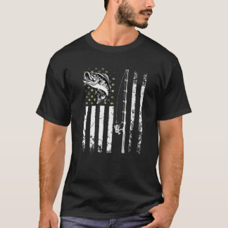 Mens Patriotic Fishing Camouflage USA Flag Bass Fi T-Shirt