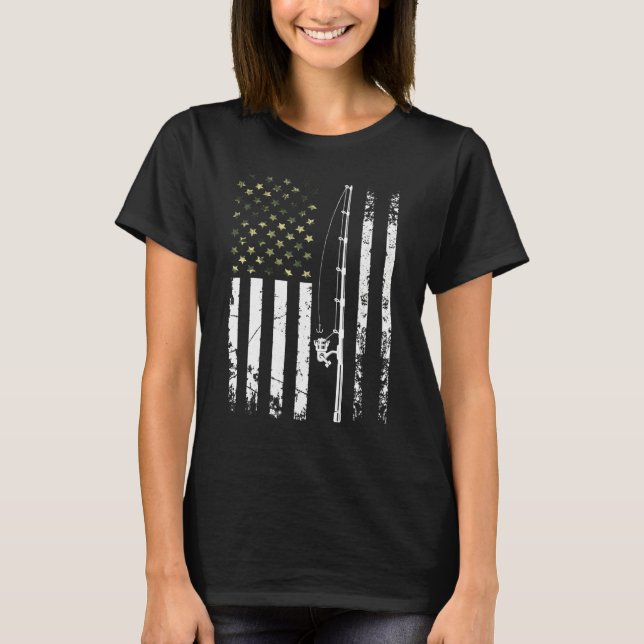 Mens Patriotic Fishing Camouflage Usa Flag Bass Fi T-Shirt (Front)