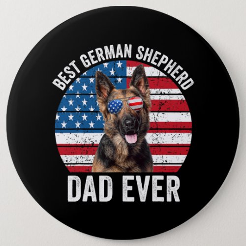 Mens Patriotic German Shepherd Dad American Flag D Button