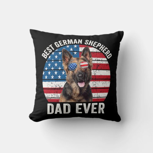 Mens Patriotic German Shepherd Dad American Flag D Throw Pillow