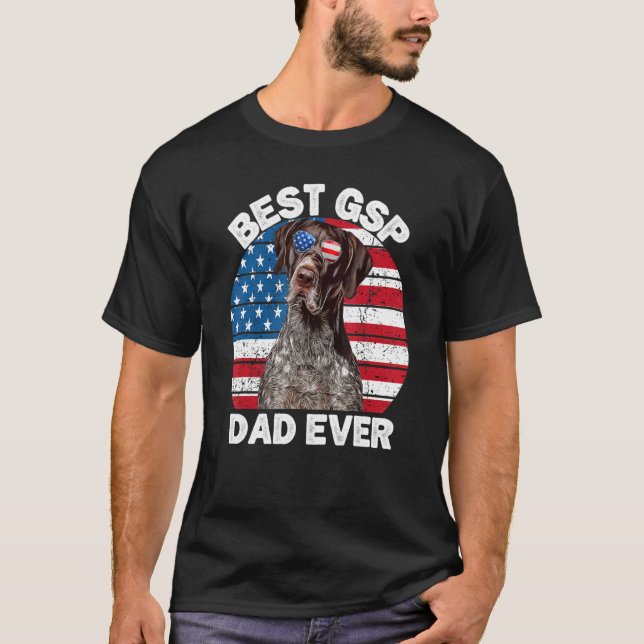Mens Patriotic German Shorthaired Pointer Dad Amer T-Shirt (Front)