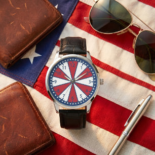 Men's Patriotic Red White Blue Starburst Watch