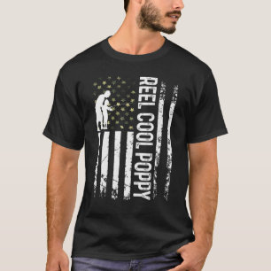 Mens Patriotic Reel Cool Poppy For Daddy Fisherman T-Shirt