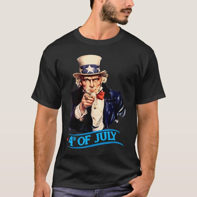 Mens Patriotic Uncle Sam 4th Of July Independence  T-Shirt (Front)