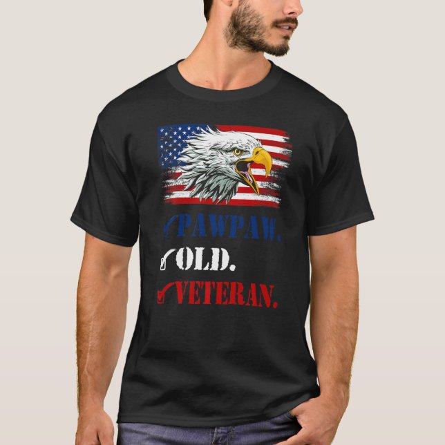 Mens Pawpaw Old Veteran American Eagle Flag Cool F T-Shirt (Front)