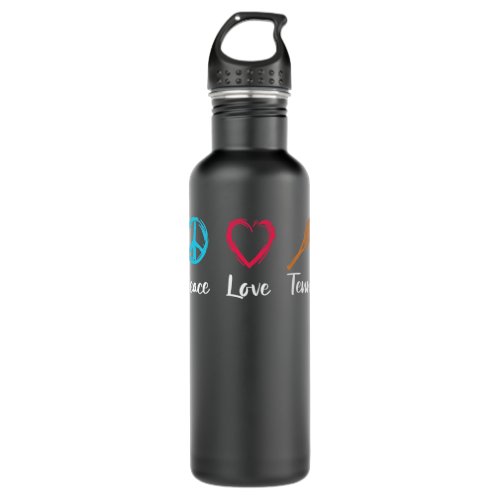 Mens Peace Love Tennis Stainless Steel Water Bottle