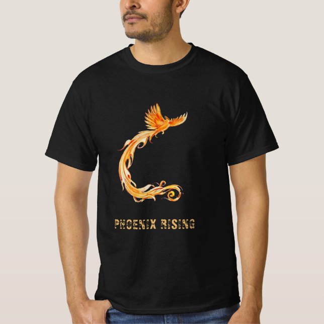 *~* Men's Peach Orange Burgundy Red Phoenix Flames T-Shirt (Front)