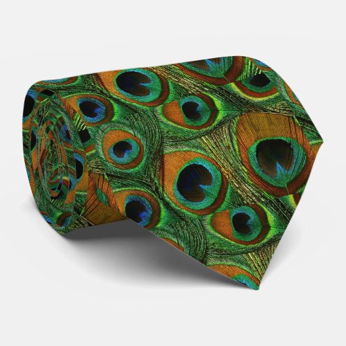 Mens Peacock Feather Tie Brown Teal Purple Green Tie