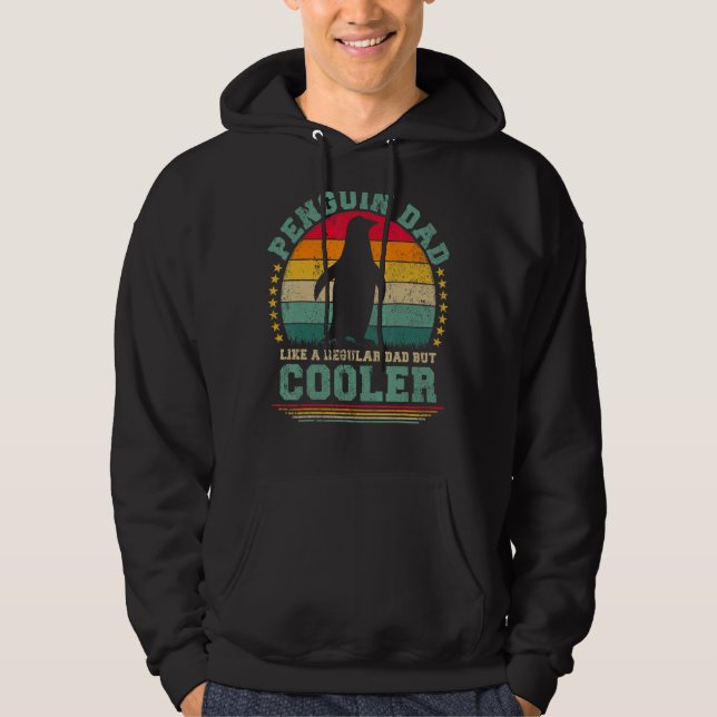 Mens Penguin Dad Like A Regular Dad But Cooler Fat Hoodie (Front)