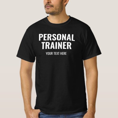 Mens Personal Trainer Coach Template Black White T_Shirt