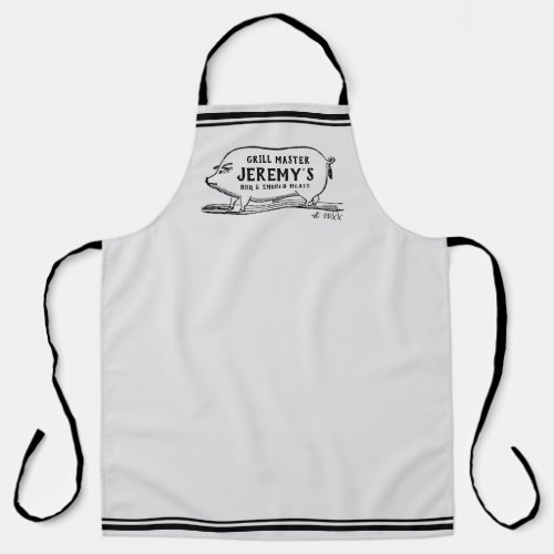 Mens Personalized BBQ Vintage Pig Grill  Apron