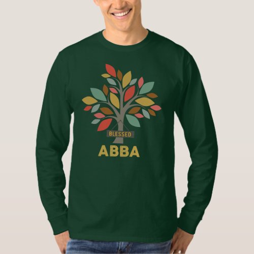 Mens Personalized Blessed Abba Tree Fathers Day  T_Shirt