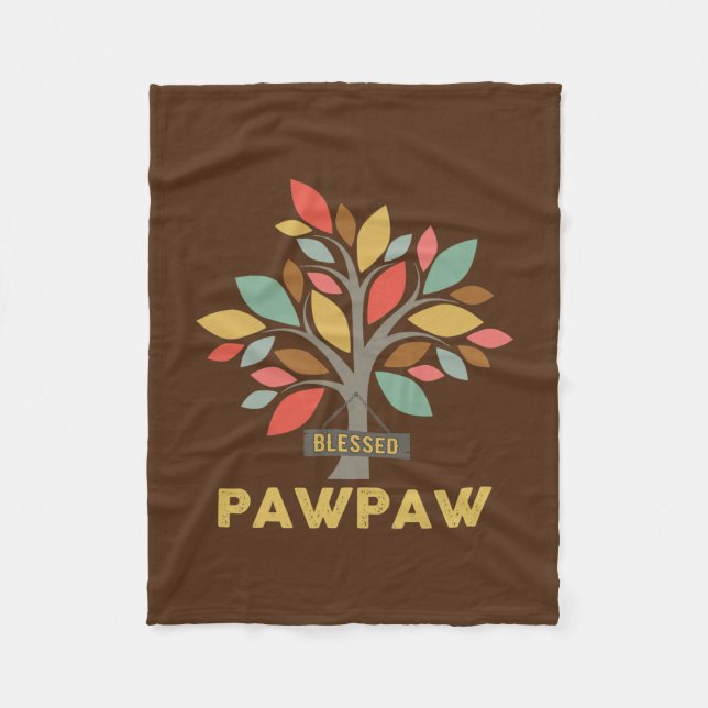 Mens Personalized Blessed Pawpaw Tree Father's Fleece Blanket (Front)
