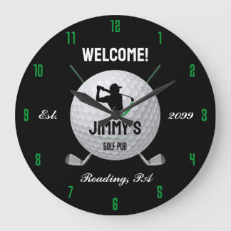 Men's Personalized Classic Golf Bar Large Clock