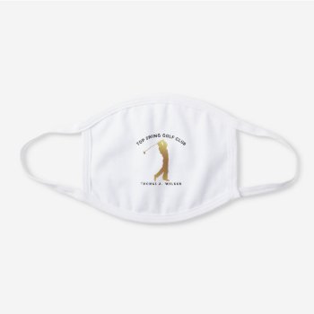 Men's Personalized Gold Golf Player Athletic Sport White Cotton Face Mask by custom_iphone_cases at Zazzle