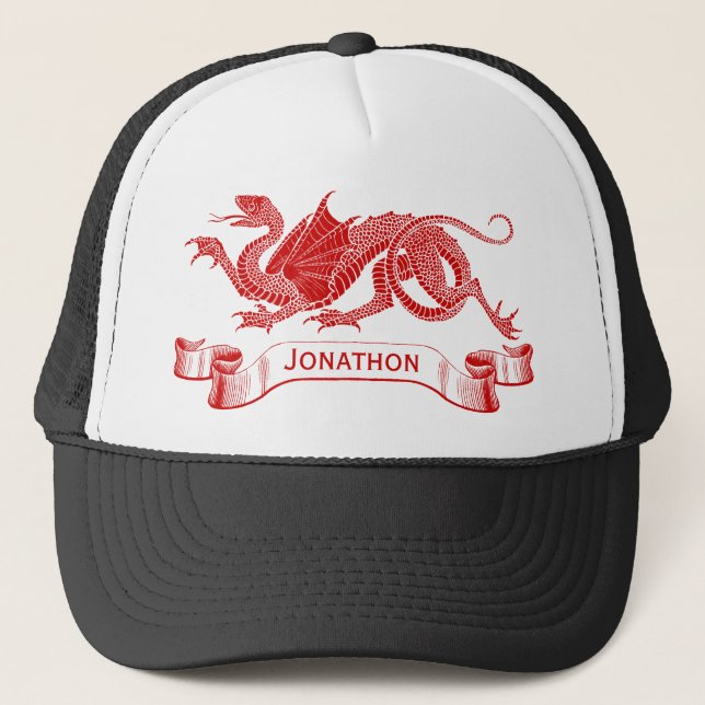 Men's Personalized Red Dragon Trucker Cap (Front)