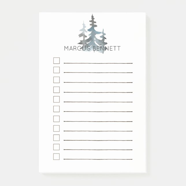 Men's Personalized To Do List | Evergreen Post-it Notes (Front)