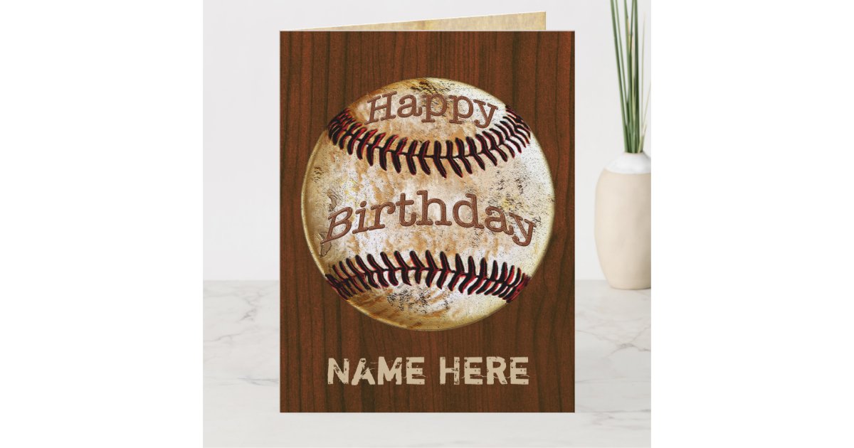 Men's Personalized Vintage Baseball Birthday Cards ...