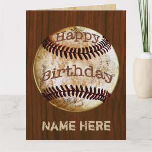 Men's Personalized Vintage Baseball Birthday Cards