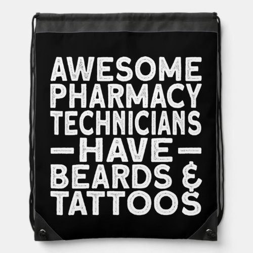 Mens Pharmacy Technician Beards Tattoos Pharmacy Drawstring Bag