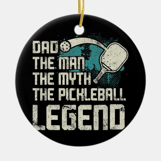 Mens Pickleball Player Sports Paddleball Paddle Ceramic Ornament (Front)