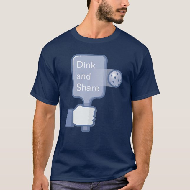 Men's Pickleball T-shirt: "Dink and Share" (Blue) T-Shirt (Front)