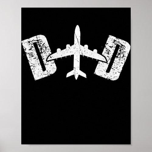 Mens Pilot Dad Airplane Couple Family Father Poster
