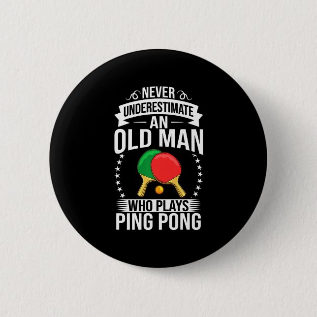 Mens Ping Pong Table Tennis Player Balls Paddle Ga Button (Front)
