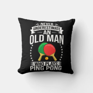 Mens Ping Pong Table Tennis Player Balls Paddle Ga Throw Pillow