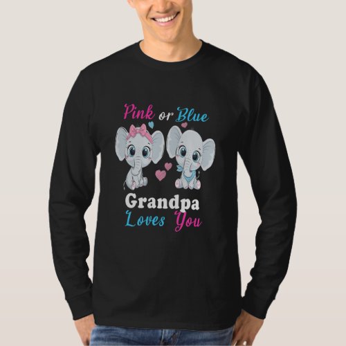 Mens Pink or Blue Grandpa Loves You Elephants T_Shirt