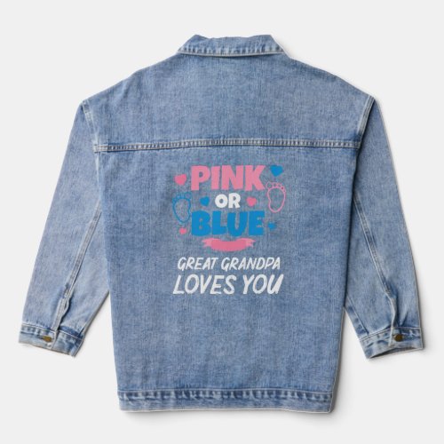 Mens Pink Or Blue Great Grandpa Loves You Baby Gen Denim Jacket