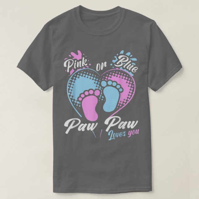 Mens Pink Or Blue Paw Paw Loves You Gender Reveal  T-Shirt (Design Front)