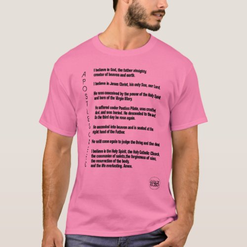 Mens Pink Short Sleeve Apostles Creed T_Shirt