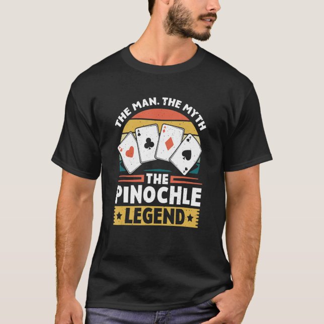 Mens Pinochle Legend  Card Game  Pinochle Vintage  T-Shirt (Front)